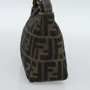 FENDI Zucca Canvas Pouch Black Brown Auth 187379-4