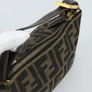 FENDI Zucca Canvas Pouch Black Brown Auth 187379-6