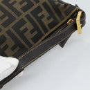 FENDI Zucca Canvas Pouch Black Brown Auth 187379-7