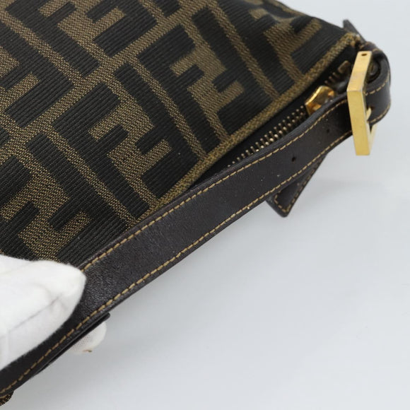 FENDI Zucca Canvas Pouch Black Brown Auth 187379