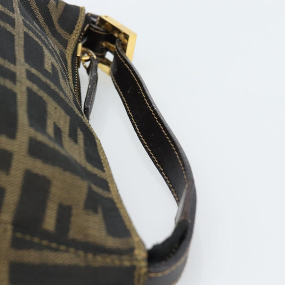 FENDI Zucca Canvas Pouch Black Brown Auth 187379
