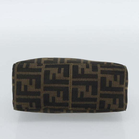 FENDI Zucca Canvas Pouch Black Brown Auth 187379