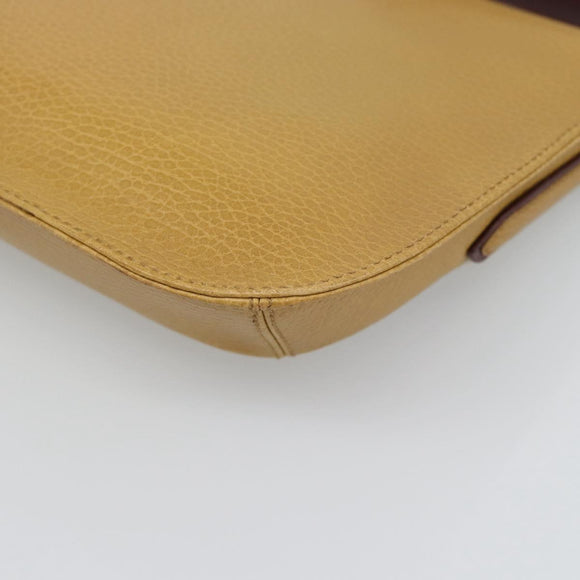 CARTIER Shoulder Bag Leather Yellow Gold Auth 187380
