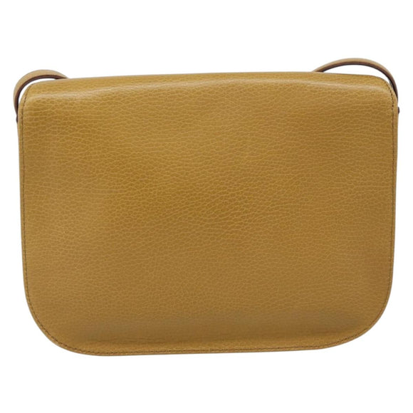 CARTIER Shoulder Bag Leather Yellow Gold Auth 187380