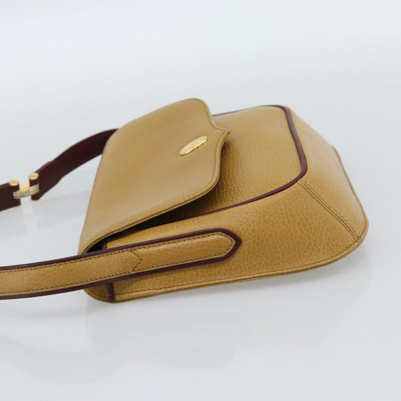 CARTIER Shoulder Bag Leather Yellow Gold Auth 187380