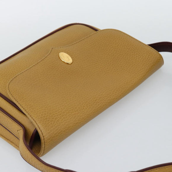 CARTIER Shoulder Bag Leather Yellow Gold Auth 187380