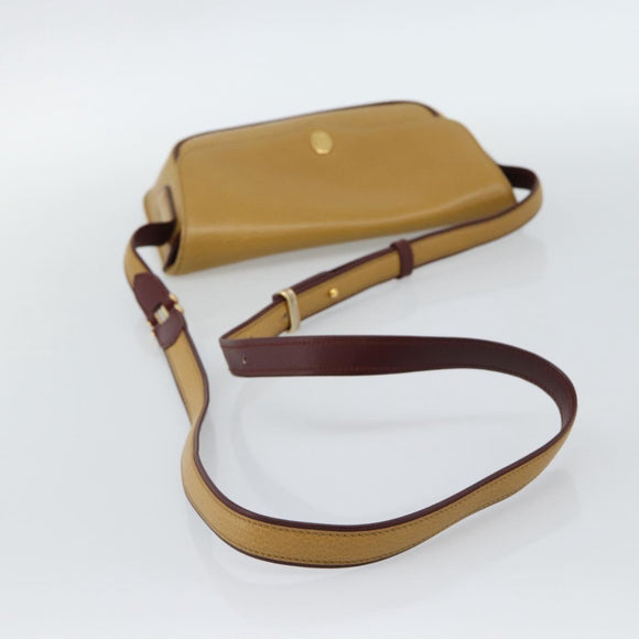 CARTIER Shoulder Bag Leather Yellow Gold Auth 187380
