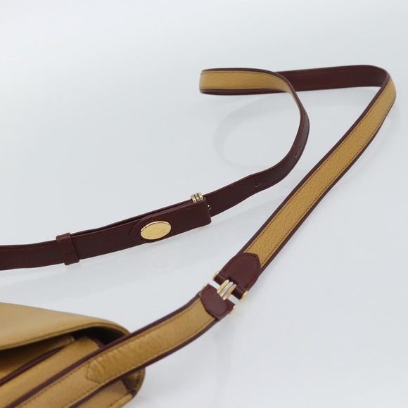 CARTIER Shoulder Bag Leather Yellow Gold Auth 187380