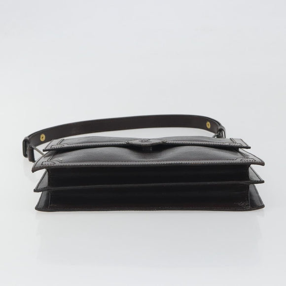 SAINT LAURENT Shoulder Bag Leather Brown Gold Auth 187382