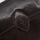 SAINT LAURENT Shoulder Bag Leather Brown Gold Auth 187382-16