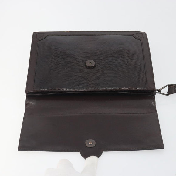 SAINT LAURENT Shoulder Bag Leather Brown Gold Auth 187382