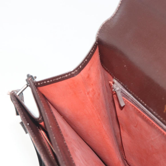 SAINT LAURENT Shoulder Bag Leather Brown Gold Auth 187382