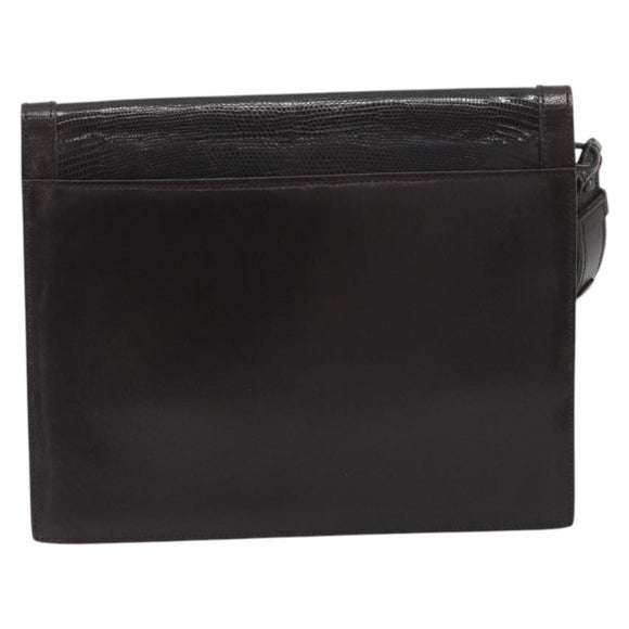 SAINT LAURENT Shoulder Bag Leather Brown Gold Auth 187382
