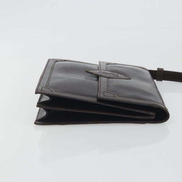 SAINT LAURENT Shoulder Bag Leather Brown Gold Auth 187382