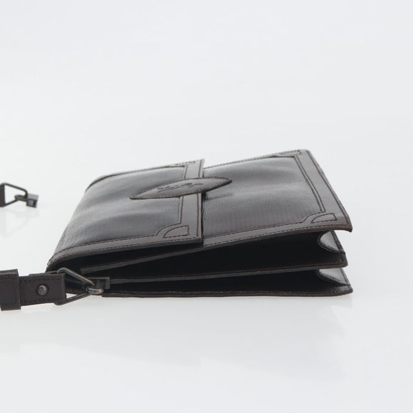 SAINT LAURENT Shoulder Bag Leather Brown Gold Auth 187382