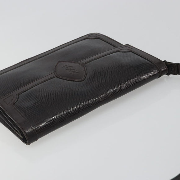 SAINT LAURENT Shoulder Bag Leather Brown Gold Auth 187382