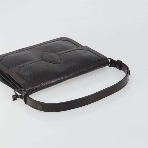 SAINT LAURENT Shoulder Bag Leather Brown Gold Auth 187382