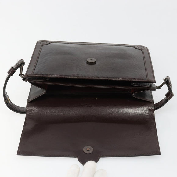 SAINT LAURENT Shoulder Bag Leather Brown Gold Auth 187382A