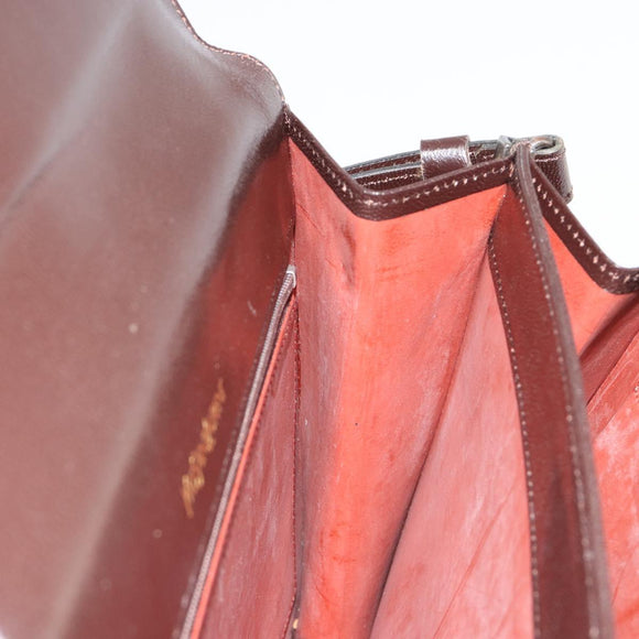 SAINT LAURENT Shoulder Bag Leather Brown Gold Auth 187382A