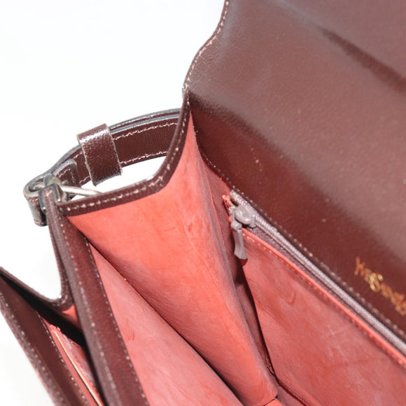 SAINT LAURENT Shoulder Bag Leather Brown Gold Auth 187382A