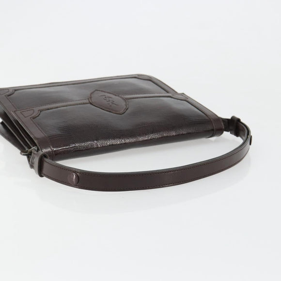 SAINT LAURENT Shoulder Bag Leather Brown Gold Auth 187382A