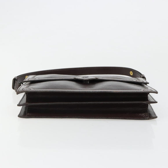 SAINT LAURENT Shoulder Bag Leather Brown Gold Auth 187382A