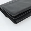 SAINT LAURENT Clutch Bag Leather Black Gold Auth 187383-16