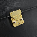SAINT LAURENT Clutch Bag Leather Black Gold Auth 187383-17
