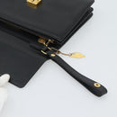 SAINT LAURENT Clutch Bag Leather Black Gold Auth 187383-8