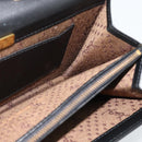 SAINT LAURENT Clutch Bag Leather Black Gold Auth 187383-18