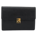 SAINT LAURENT Clutch Bag Leather Black Gold Auth 187383-13