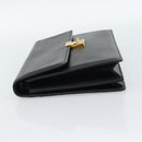 SAINT LAURENT Clutch Bag Leather Black Gold Auth 187383-3
