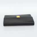 SAINT LAURENT Clutch Bag Leather Black Gold Auth 187383-5