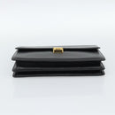 SAINT LAURENT Clutch Bag Leather Black Gold Auth 187383-6