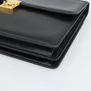 SAINT LAURENT Clutch Bag Leather Black Gold Auth 187383-7