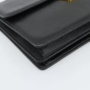 SAINT LAURENT Clutch Bag Leather Black Gold Auth 187383-14