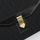 Christian Dior Trotter Canvas Shoulder Bag Vintage Black Gold Auth 187384-17