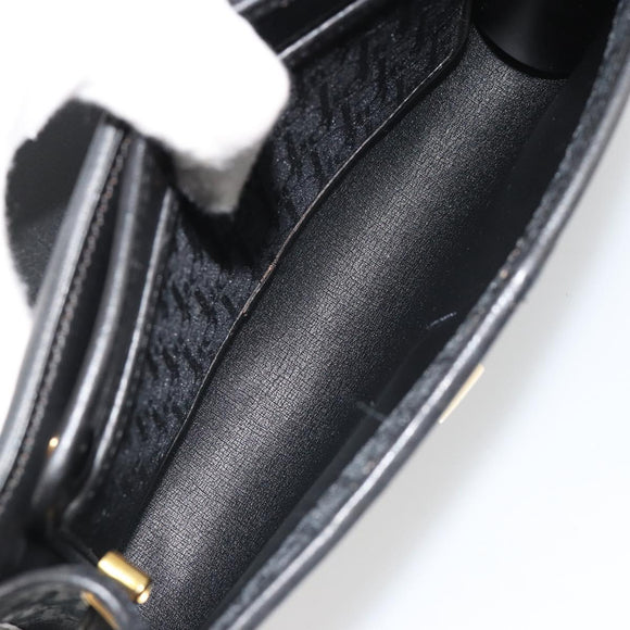 Christian Dior Trotter Canvas Shoulder Bag Vintage Black Gold Auth 187384