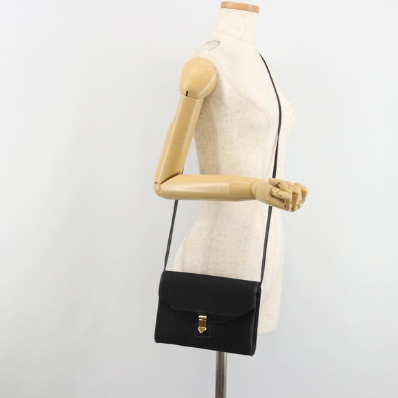 Christian Dior Trotter Canvas Shoulder Bag Vintage Black Gold Auth 187384