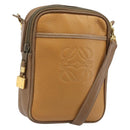 LOEWE Shoulder Bag Leather Brown gold Auth 187385-1