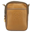 LOEWE Shoulder Bag Leather Brown gold Auth 187385-13
