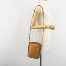 LOEWE Shoulder Bag Leather Brown gold Auth 187385-21