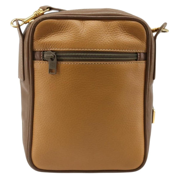 LOEWE Shoulder Bag Leather Brown gold Auth 187385