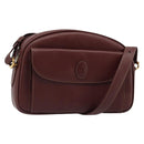 CARTIER Must Line Shoulder Bag Leather Bordeaux Gold Auth 187386A-1