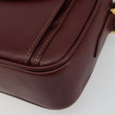 CARTIER Must Line Shoulder Bag Leather Bordeaux Gold Auth 187386A-10