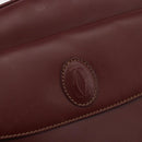 CARTIER Must Line Shoulder Bag Leather Bordeaux Gold Auth 187386A-14