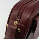 CARTIER Must Line Shoulder Bag Leather Bordeaux Gold Auth 187386A-15