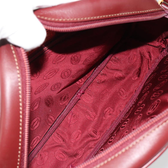 CARTIER Must Line Shoulder Bag Leather Bordeaux Gold Auth 187386A