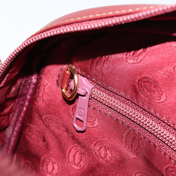 CARTIER Must Line Shoulder Bag Leather Bordeaux Gold Auth 187386A