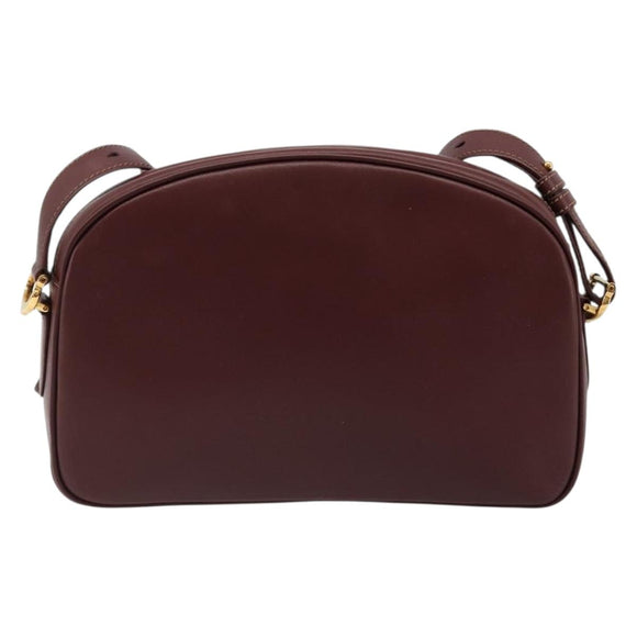 CARTIER Must Line Shoulder Bag Leather Bordeaux Gold Auth 187386A
